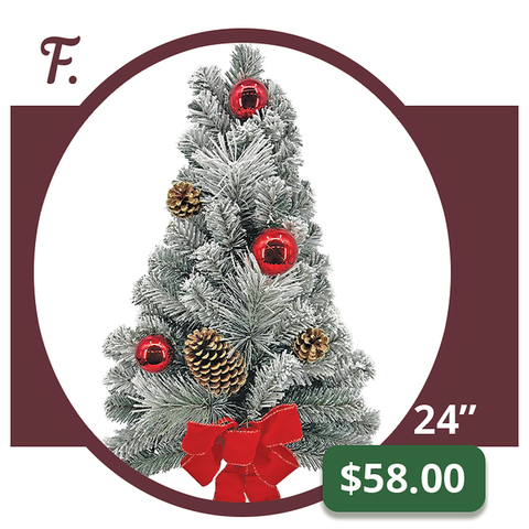 F - Snow-Frosted Holiday Memorial Tree with Red Bow