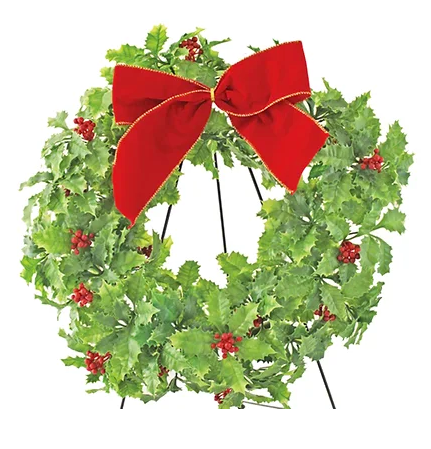 10- 20" Holly Wreath with Bow